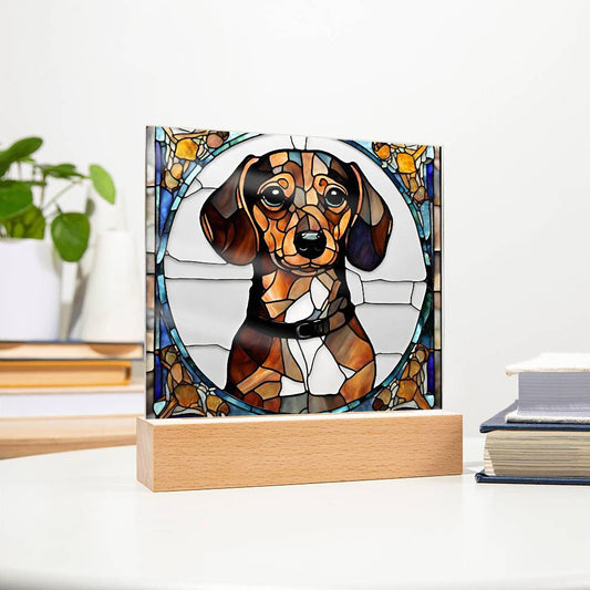 Dachshund Dog Acrylic Plaque with LED Lights-[Heartfelt Family Gift]
