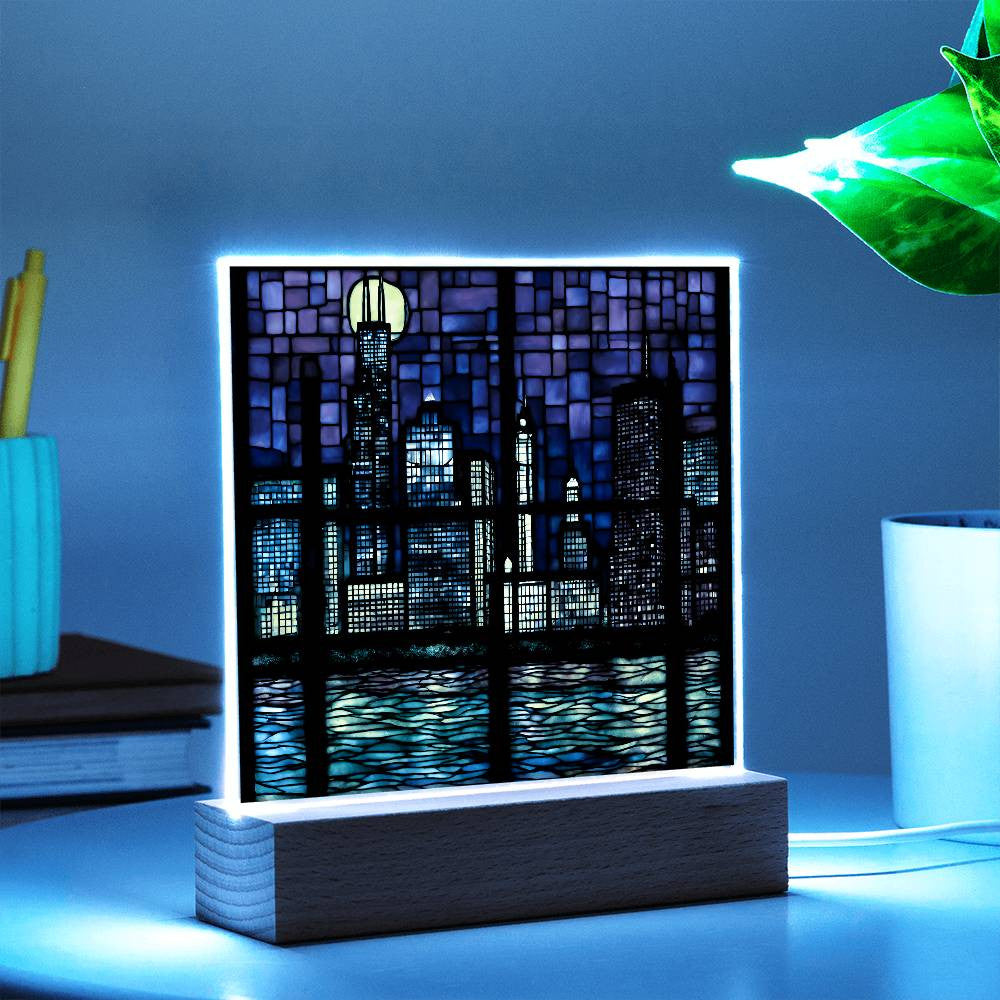 Chicago Skyline Sears Town LED Acrylic Square Plaque-[Heartfelt Family Gift]