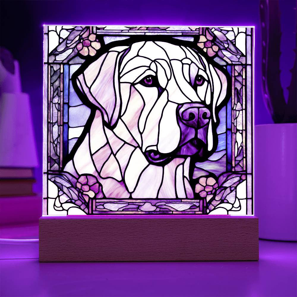 Cute Labrador retriever Acrylic Plaque, Lab Mom Gift, Housewarming gift for pet owner, Faux stained glass bedside lamp, Labdrador Decor, Birthday gift for lab Mom Labrador Lover-[Heartfelt Family Gift]