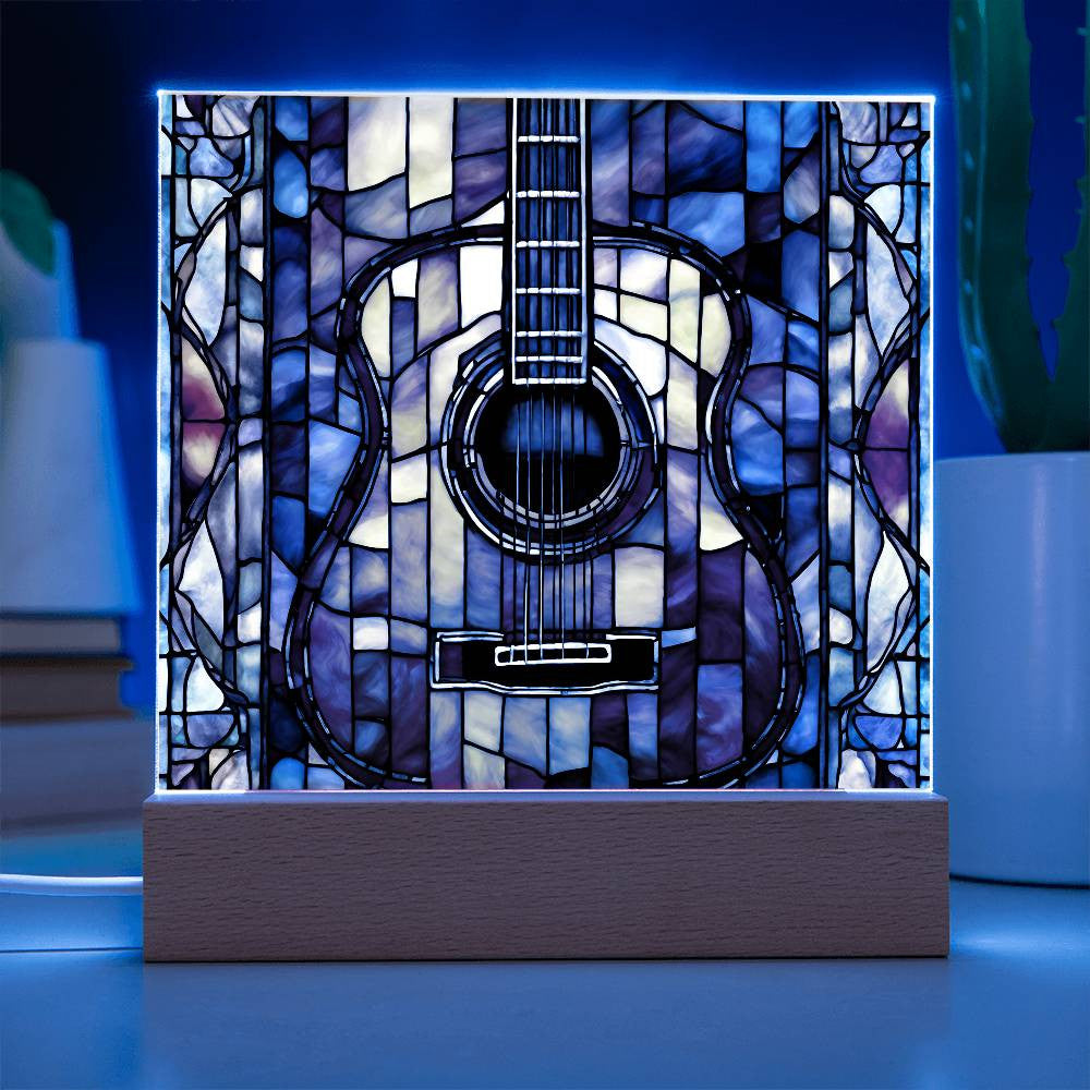Acrylic Guitar Stained Glass Acrylic Plaque, Guitar Nightlight, Guitar Lover Gift, Guitar Player Gift, Guitar Picture Plaque-[Heartfelt Family Gift]