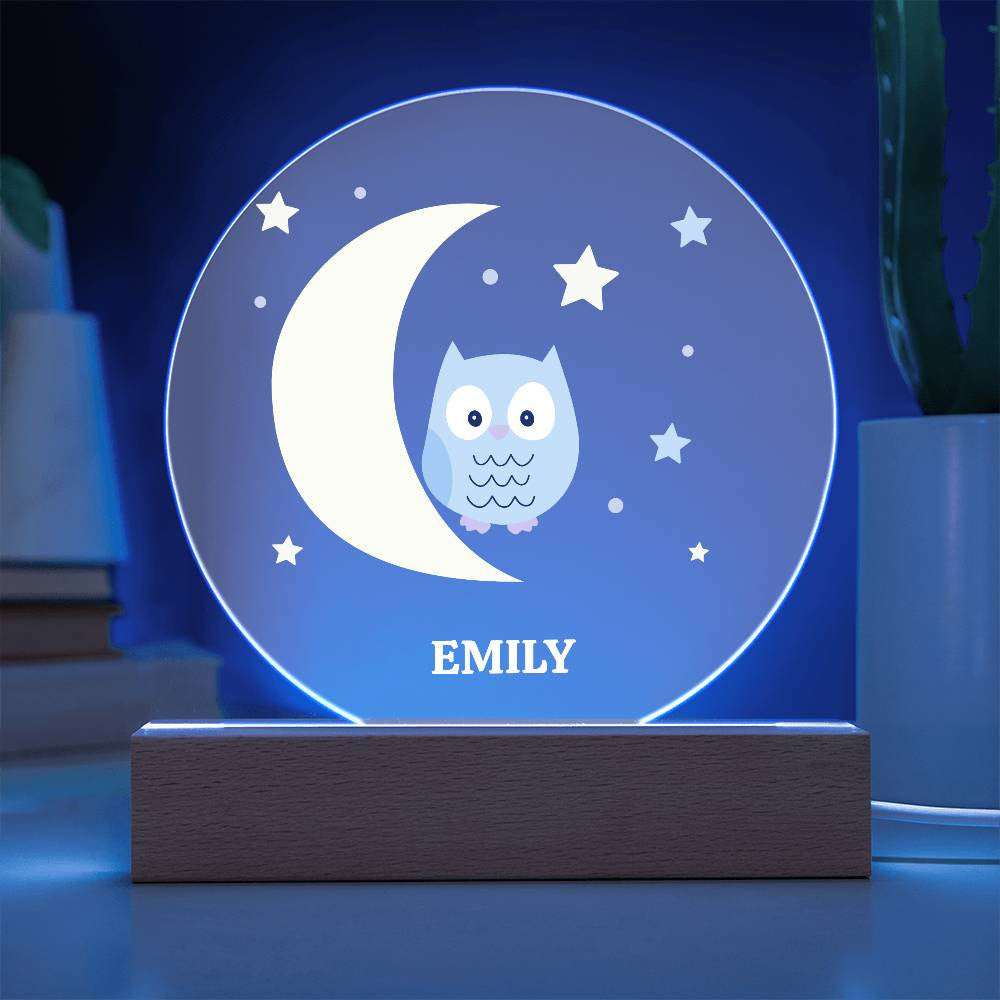 Owl Star and Moon Custom Name Night light-[Heartfelt Family Gift]