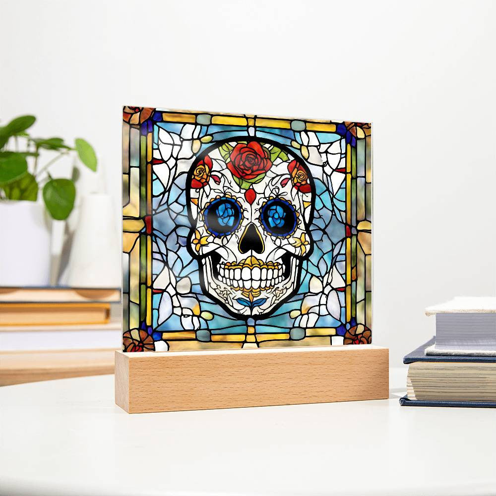 Sugar Skull Led Lighted Acrylic Plaque Halloween Decoration-[Heartfelt Family Gift]