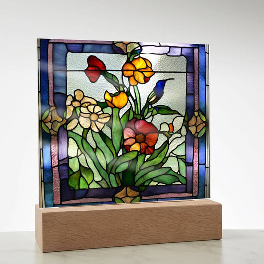 Flowers Acrylic Square Plaque-[Heartfelt Family Gift]