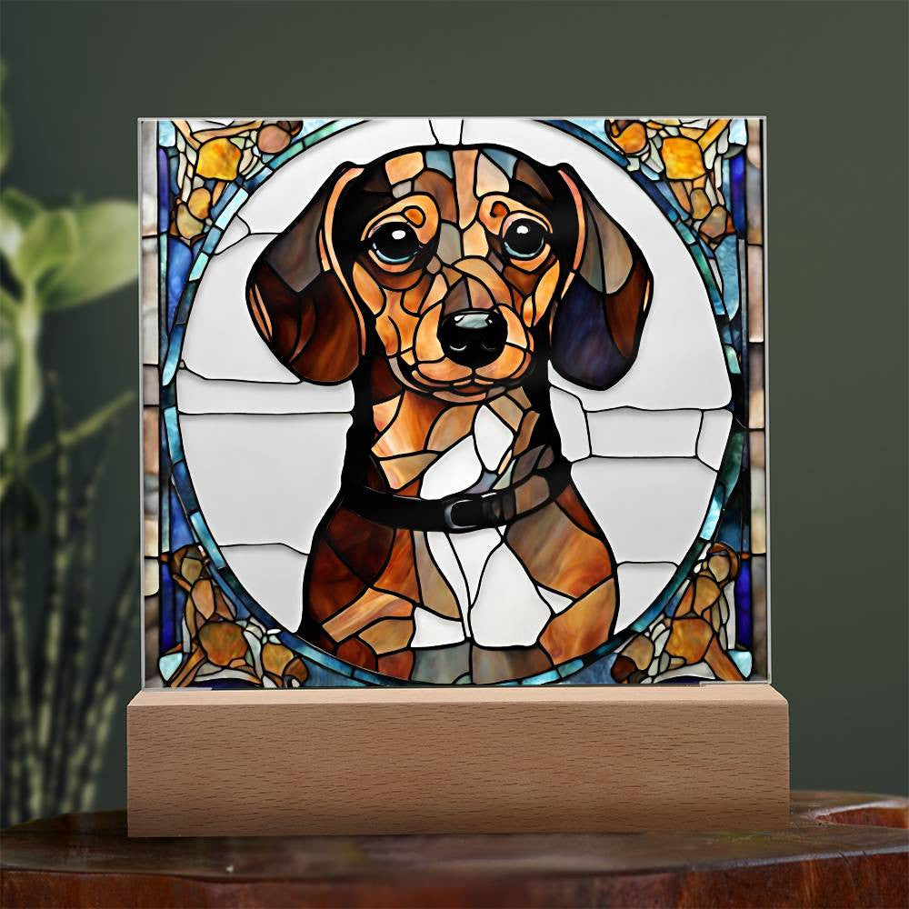 Dachshund Dog Acrylic Plaque with LED Lights-[Heartfelt Family Gift]