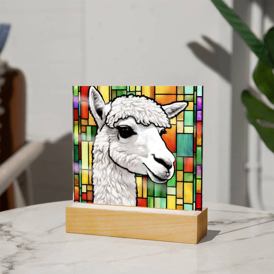 llama Faux Stained Glass Acrylic Plaque-[Heartfelt Family Gift]