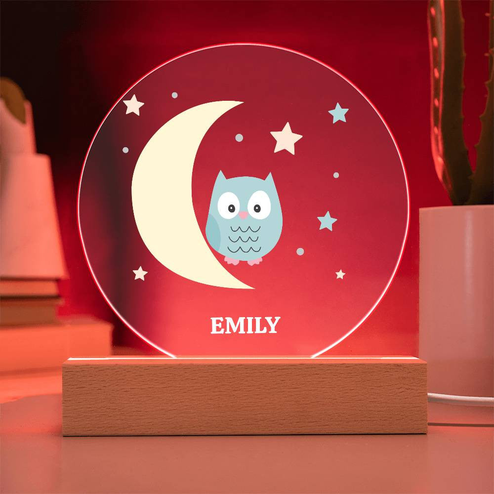 Owl Star and Moon Custom Name Night light-[Heartfelt Family Gift]
