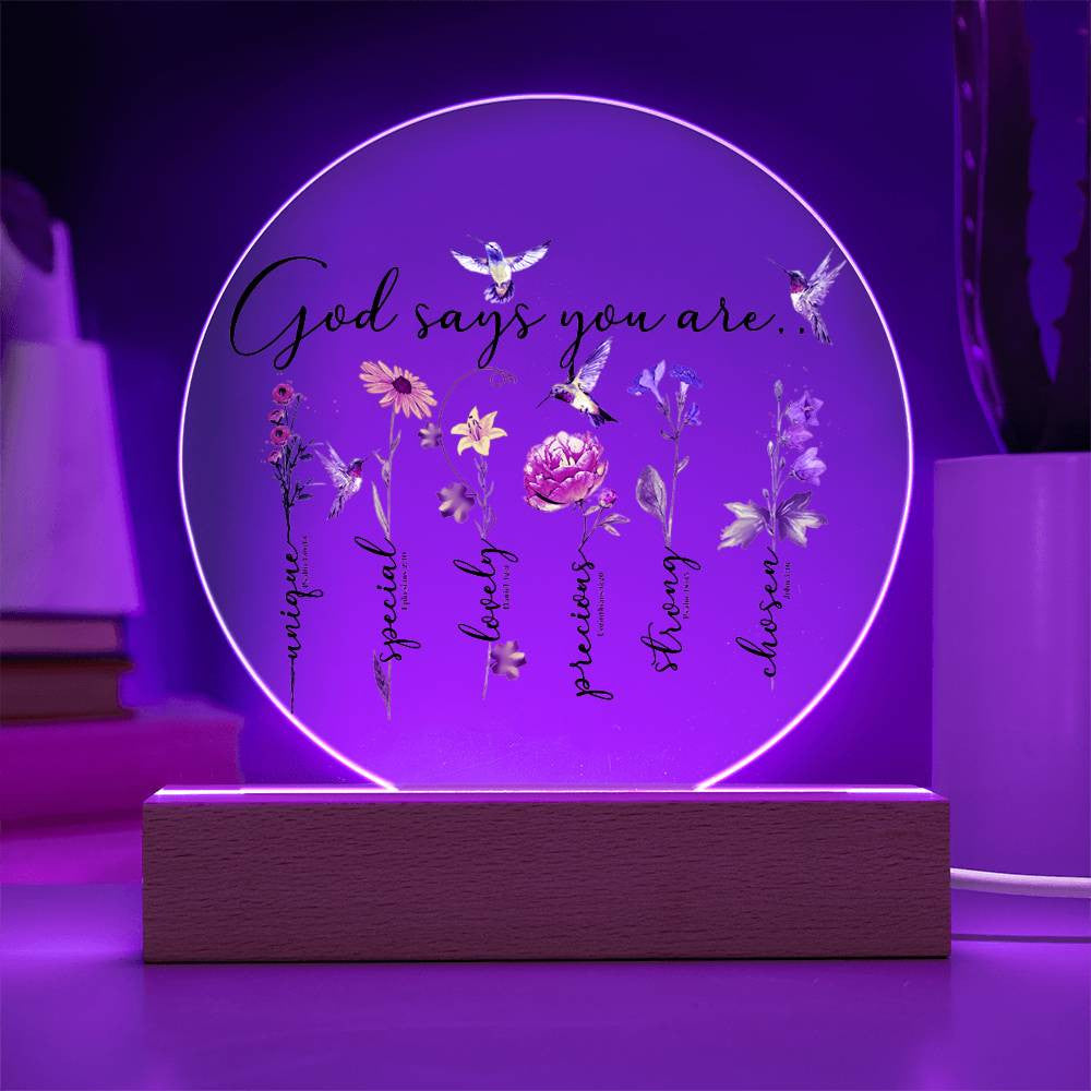 God Says You Are Affirmation Plaques for Christmas Confirmation First Communion Baptism - Heart Dome Nightlight Bible Verses Ornament-[Heartfelt Family Gift]