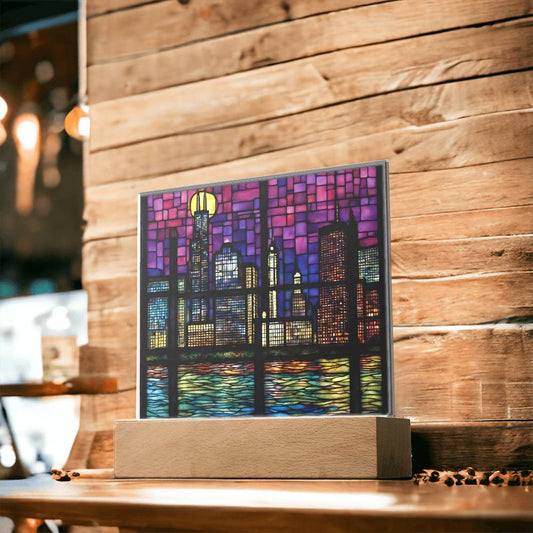 Chicago Skyline Sears Town LED Acrylic Square Plaque-[Heartfelt Family Gift]