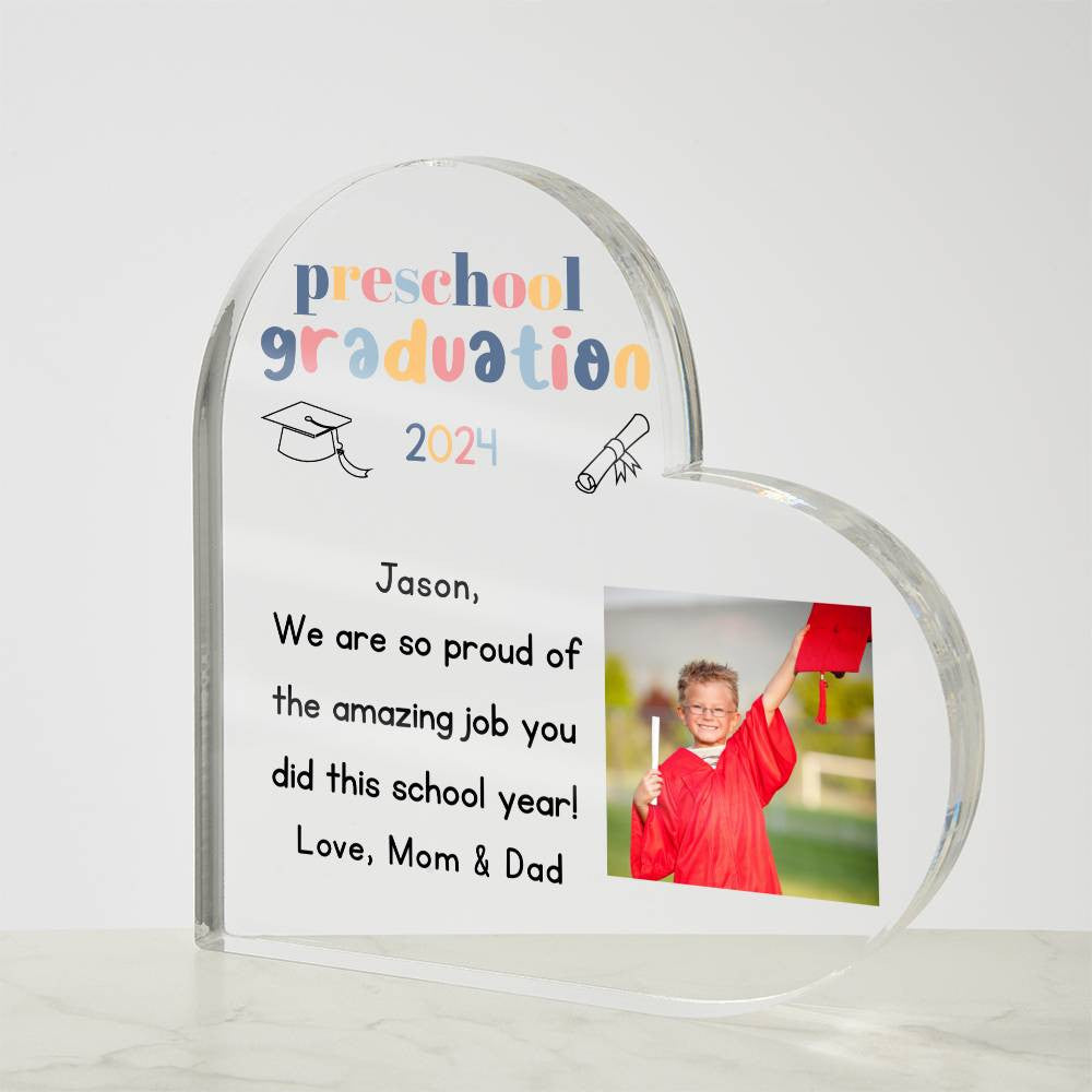 Personalized Preschool Graduation Heart Plaque Gift-[Heartfelt Family Gift]