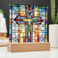Biblical Cross Faux Stained Glass - Christian Religious Gift for Catholic 1st Communion Baptism and Loss of Loved Ones-[Heartfelt Family Gift]