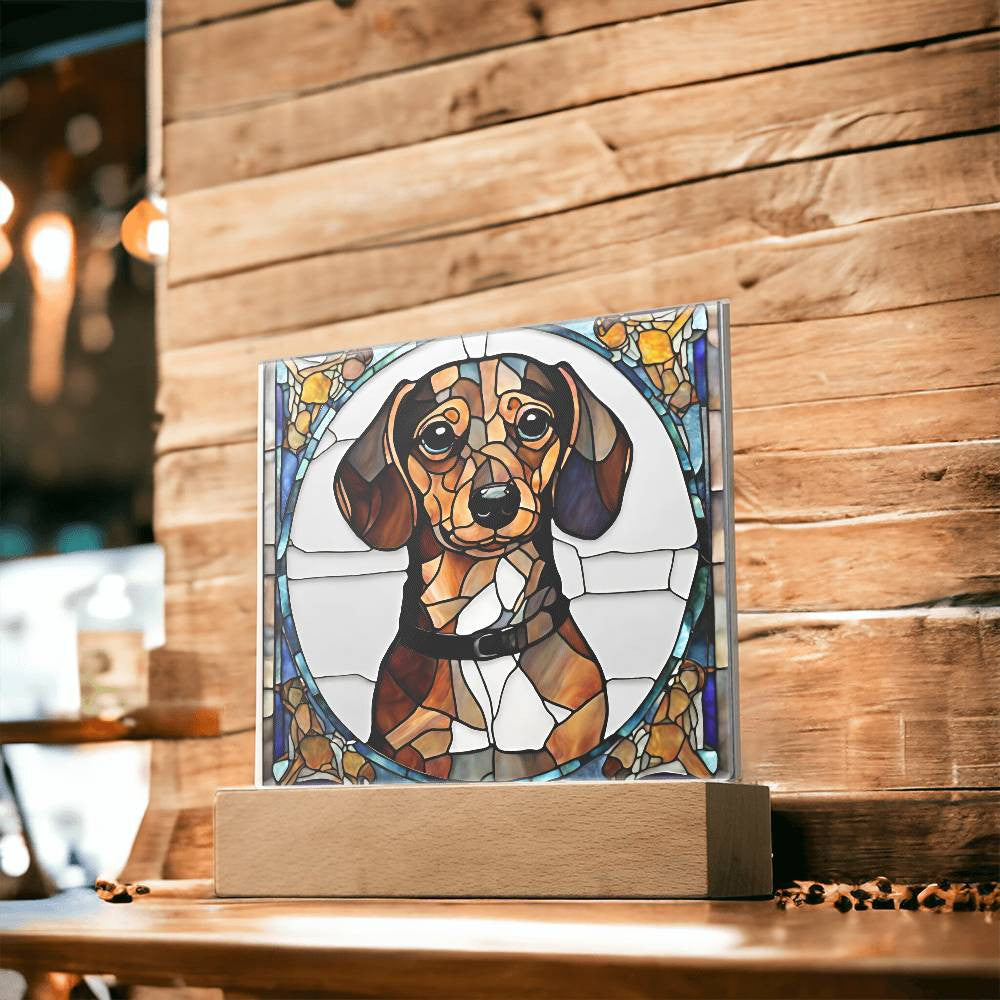 Dachshund Dog Acrylic Plaque with LED Lights-[Heartfelt Family Gift]