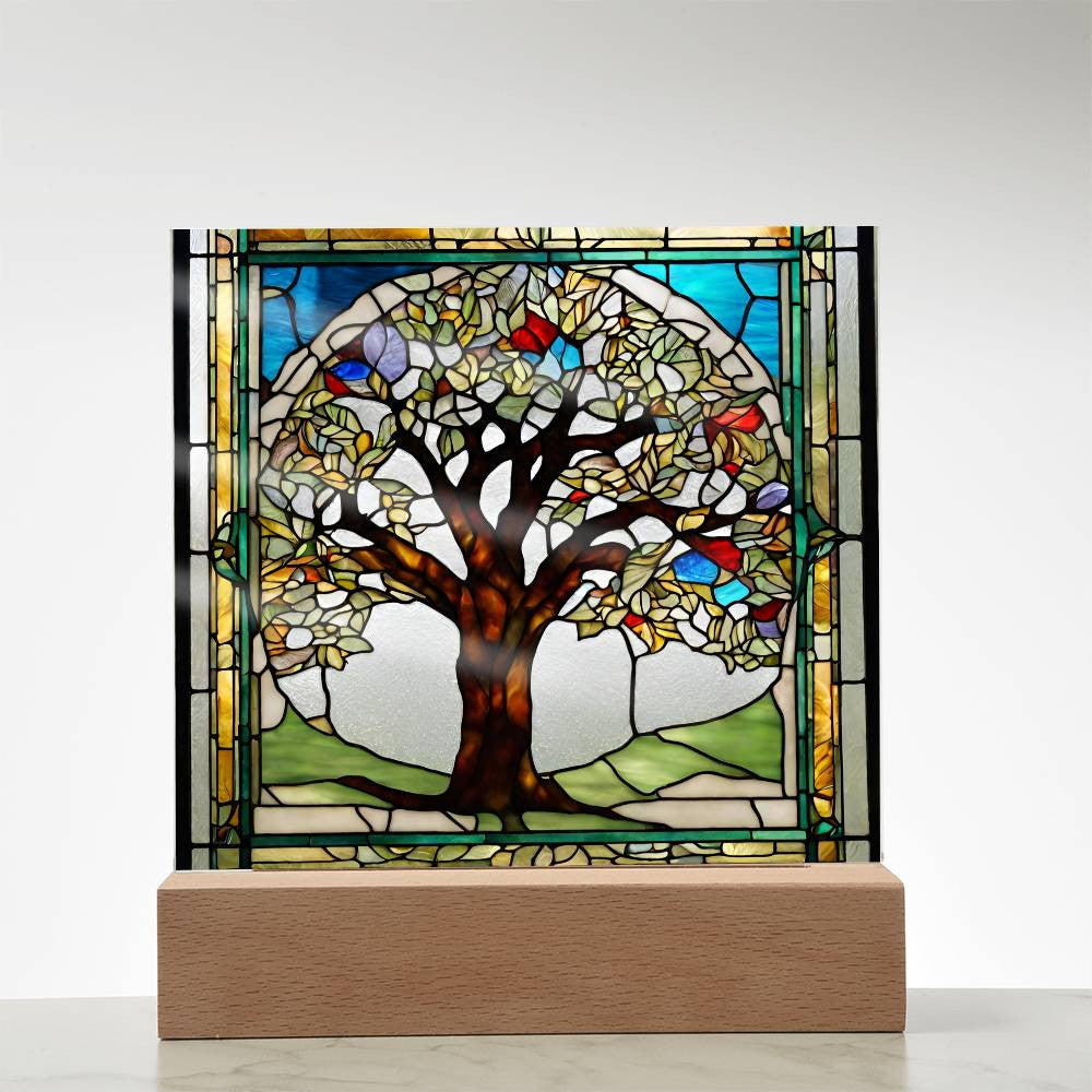 Tree of Life LED Stained Glass Plaque  Sobriety  Recovery Gift  Transplant Survivor  Home Decor Nightlight-[Heartfelt Family Gift]