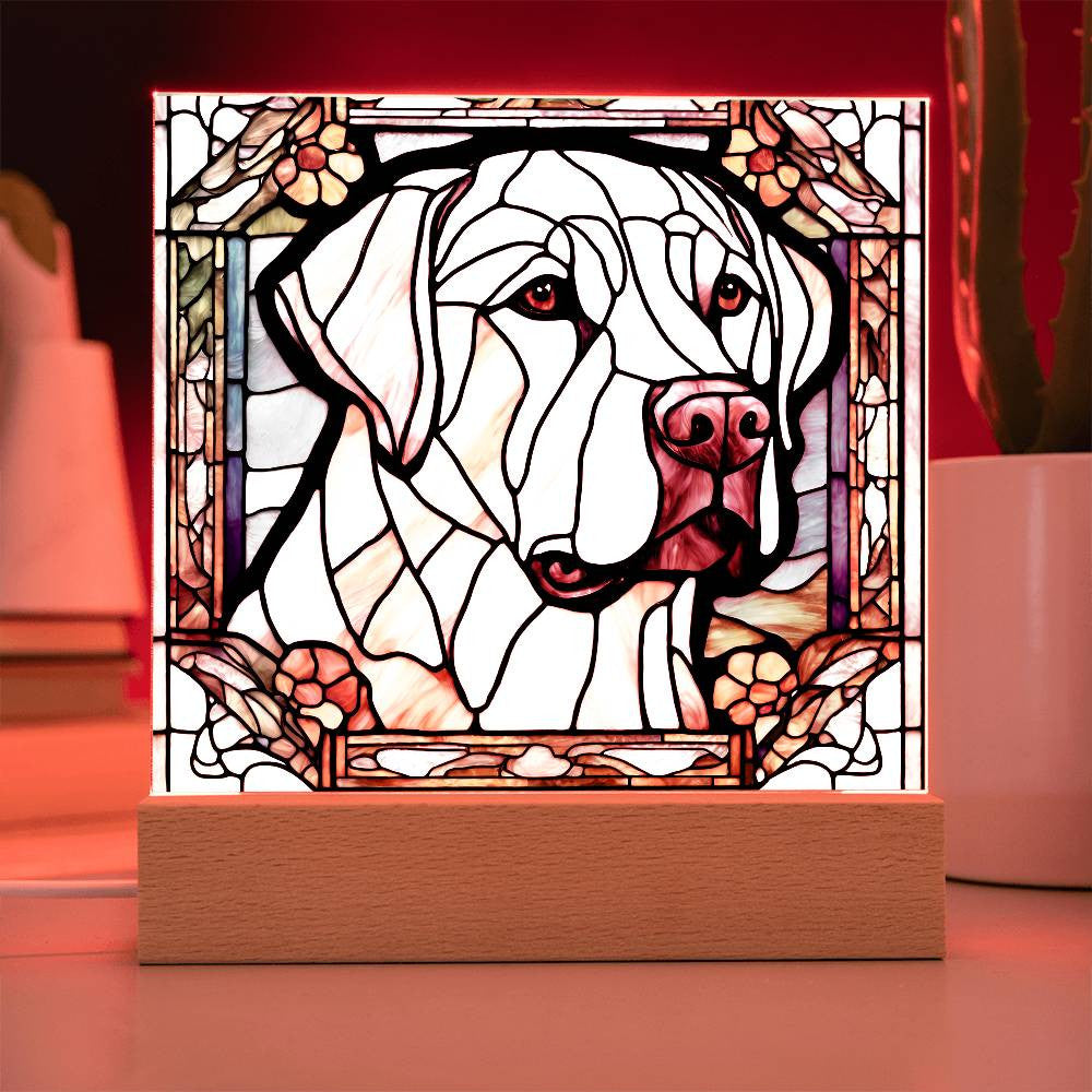 Cute Labrador retriever Acrylic Plaque, Lab Mom Gift, Housewarming gift for pet owner, Faux stained glass bedside lamp, Labdrador Decor, Birthday gift for lab Mom Labrador Lover-[Heartfelt Family Gift]