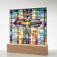 Biblical Cross Faux Stained Glass - Christian Religious Gift for Catholic 1st Communion Baptism and Loss of Loved Ones-[Heartfelt Family Gift]
