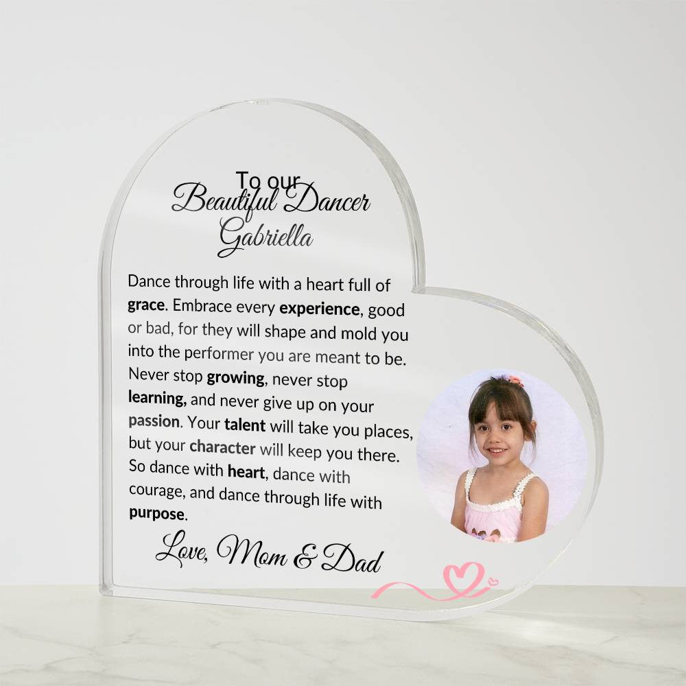 Personalized Ballerina Acrylic Heart Plaque Gift-[Heartfelt Family Gift]