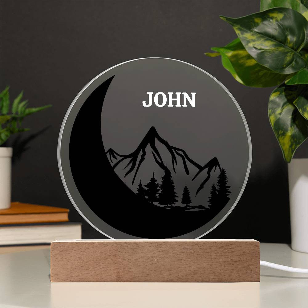 Black Moon and Mountains Custom Name Night light-[Heartfelt Family Gift]