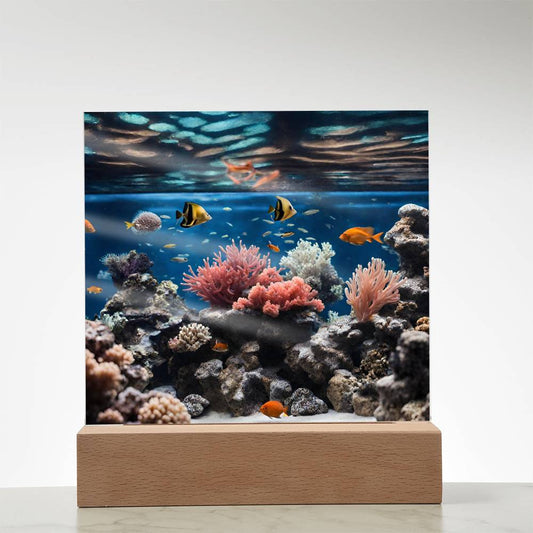 Lighted Coral Reef Nightlight for Virtual Aquarium with Salt Water Fish - Perfect Decor for Fish Lovers-[Heartfelt Family Gift]