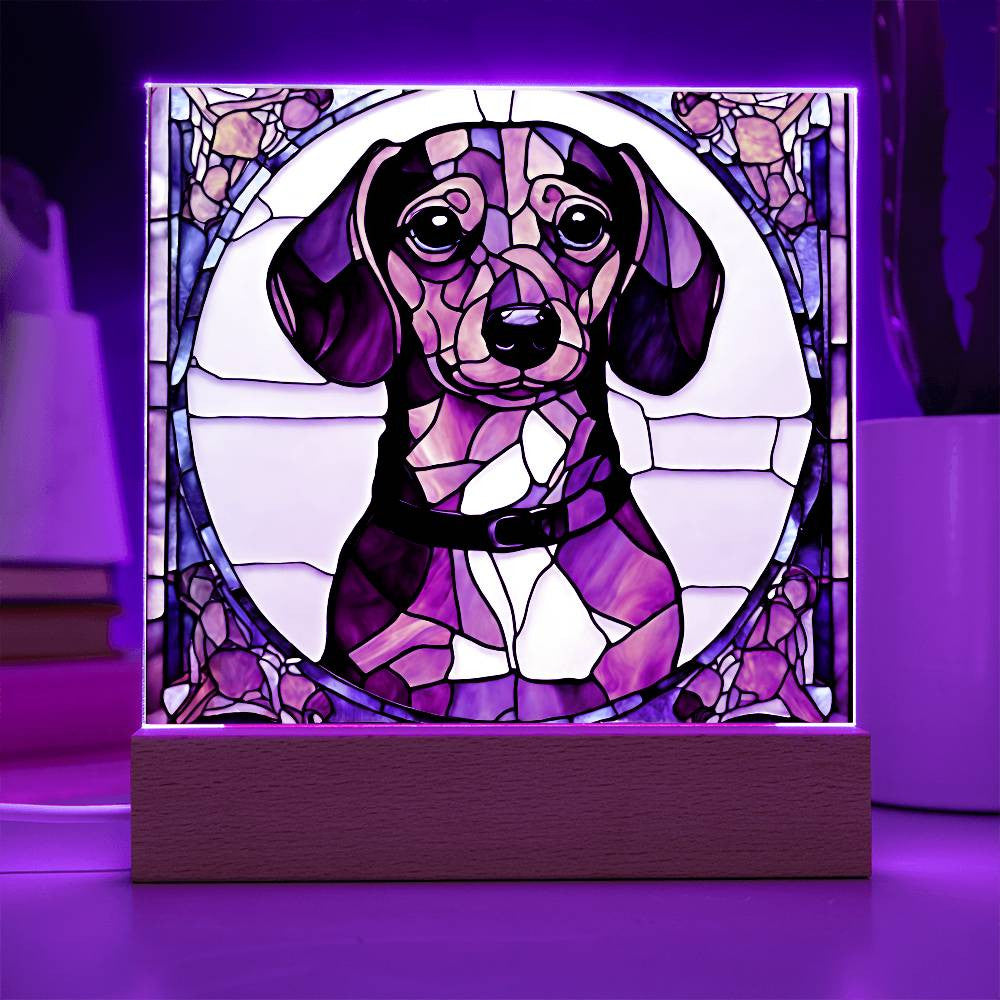 Dachshund Dog Acrylic Plaque with LED Lights-[Heartfelt Family Gift]