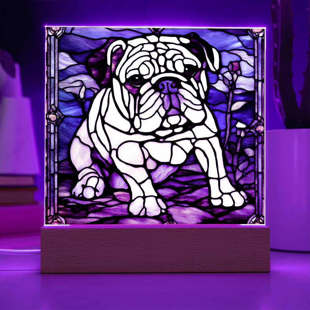 Bulldog Acrylic Bedside Lamp, English Bulldog Acrylic Plaque, Frenchie Home Decor,  Gift for French English Bulldog owner, Dog lover gift, Faux Stained Glass, Frenchie Picture-[Heartfelt Family Gift]