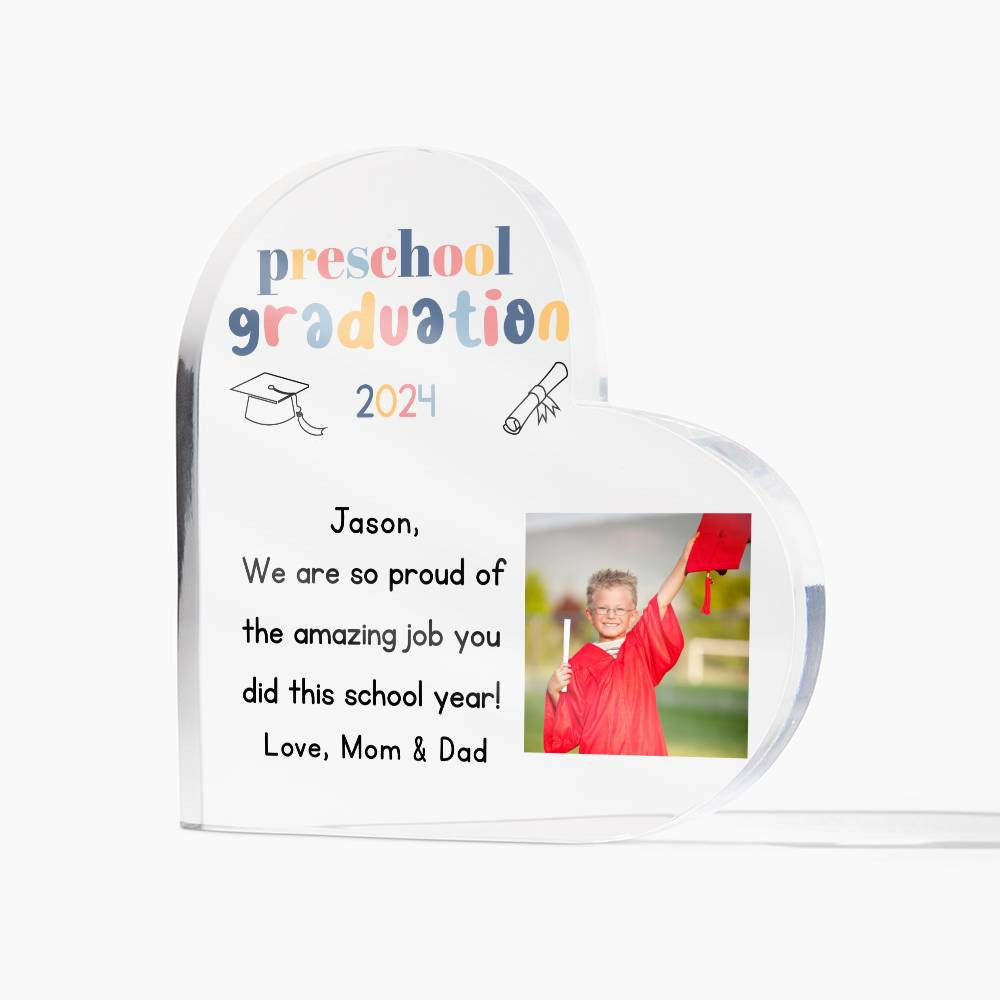 Personalized Preschool Graduation Heart Plaque Gift-[Heartfelt Family Gift]