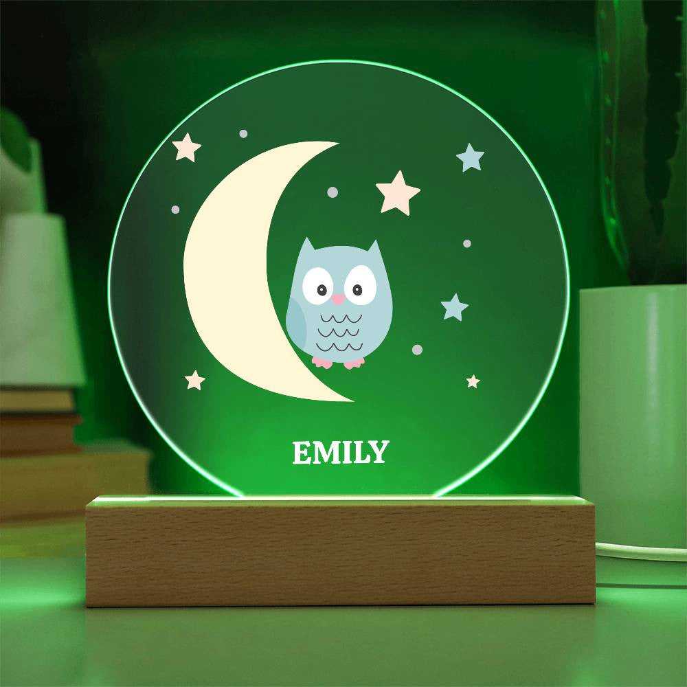 Owl Star and Moon Custom Name Night light-[Heartfelt Family Gift]