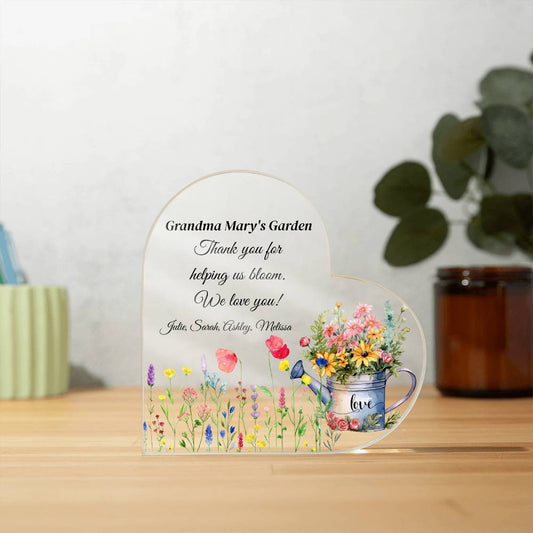 Grandmas Garden Acrylic Heart Gift-[Heartfelt Family Gift]