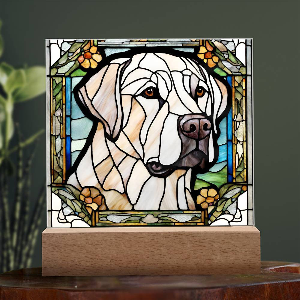 Cute Labrador retriever Acrylic Plaque, Lab Mom Gift, Housewarming gift for pet owner, Faux stained glass bedside lamp, Labdrador Decor, Birthday gift for lab Mom Labrador Lover-[Heartfelt Family Gift]