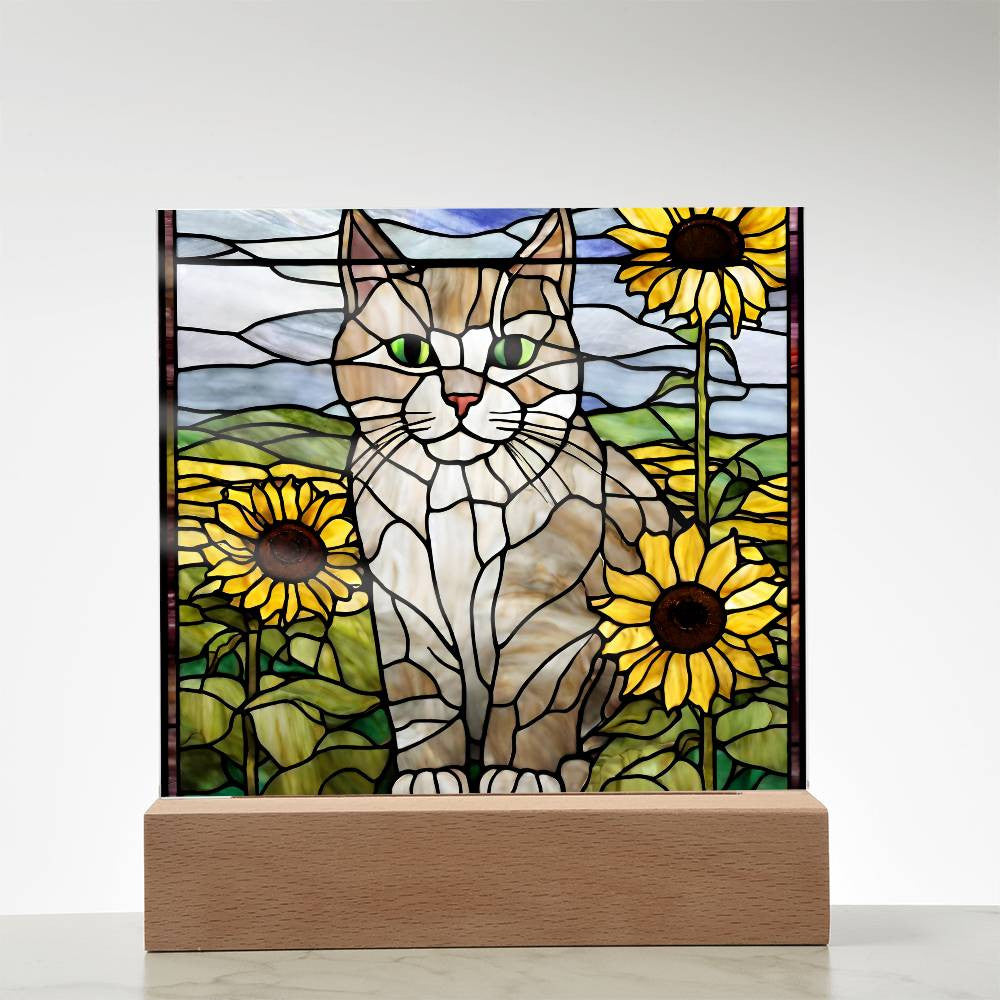 Cat Acrylic Sunflower Plaque - Perfect Gift for Cat Lovers and Home Decor-[Heartfelt Family Gift]