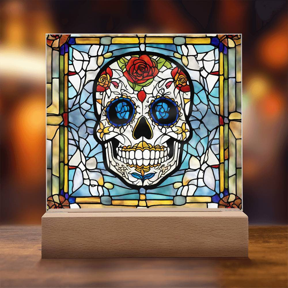 Sugar Skull Led Lighted Acrylic Plaque Halloween Decoration-[Heartfelt Family Gift]