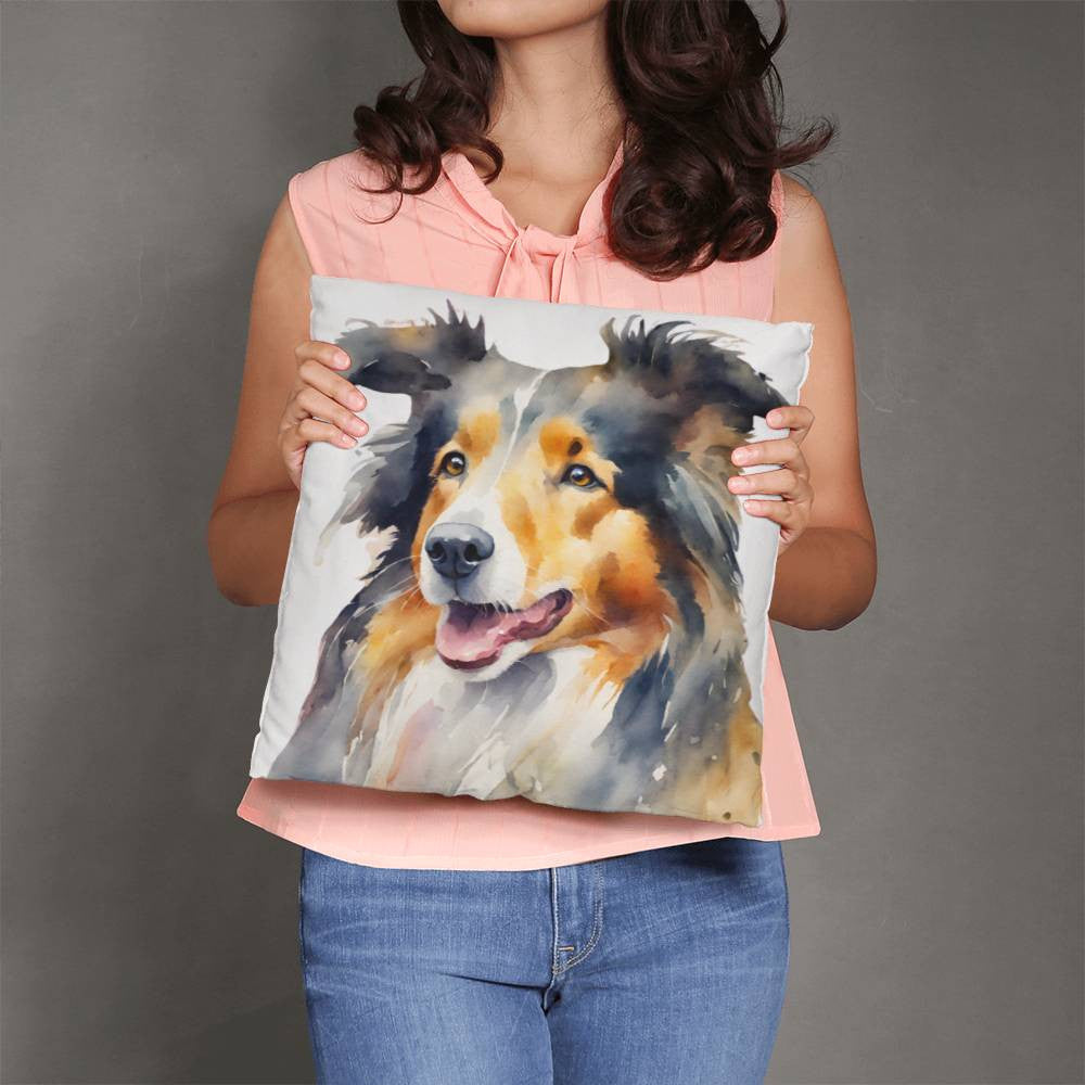 Watercolor Collie 2 Sided Pillow in 5 Sizes-[Heartfelt Family Gift]