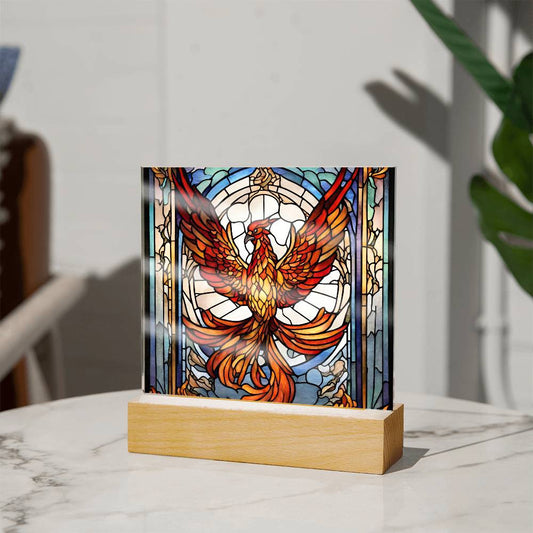 Phoenix Rising Acrylic Square Plaque-[Heartfelt Family Gift]