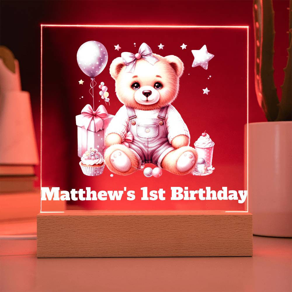 Teddy Bear Lighted Birthday Sign or Nightlight-[Heartfelt Family Gift]