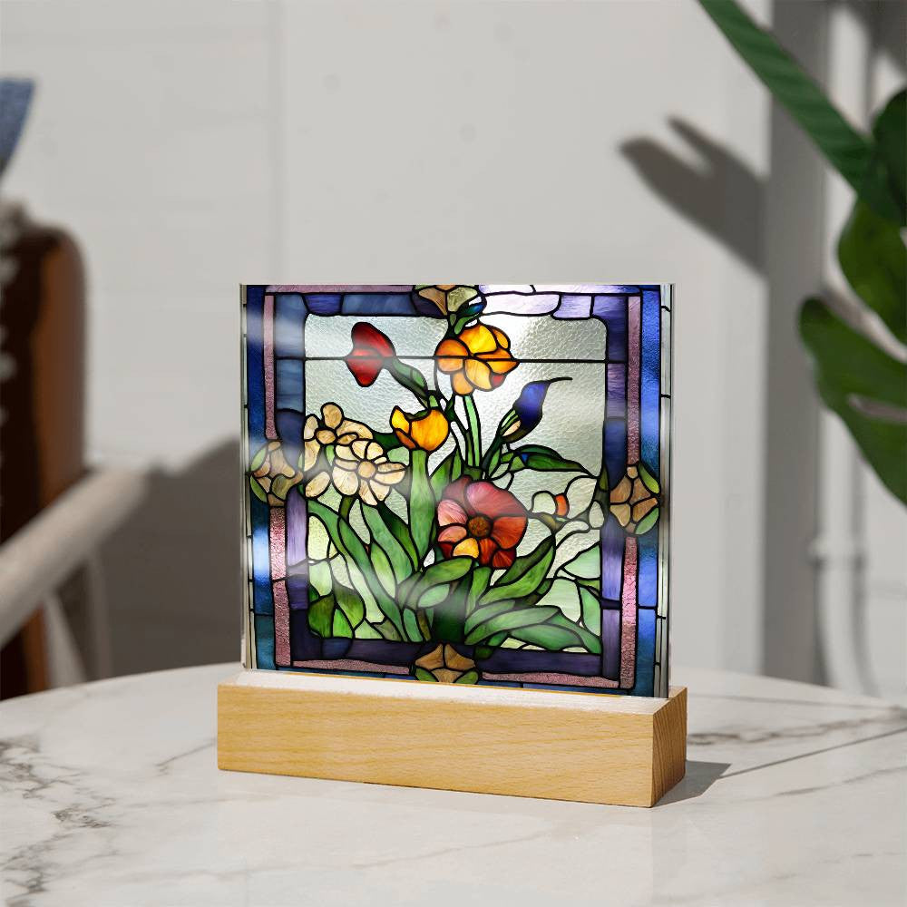 Flowers Acrylic Square Plaque-[Heartfelt Family Gift]