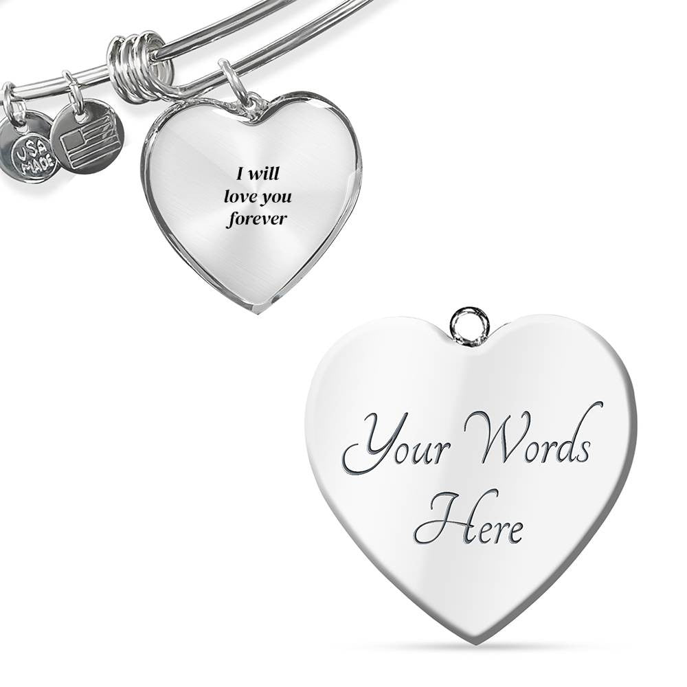 Love You Forever Heart Necklace and Bangle Bracelet-[Heartfelt Family Gift]