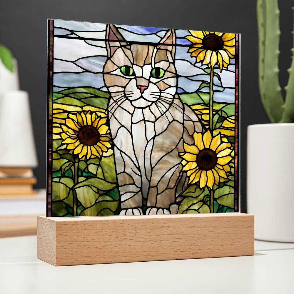 Cat Acrylic Sunflower Plaque - Perfect Gift for Cat Lovers and Home Decor-[Heartfelt Family Gift]