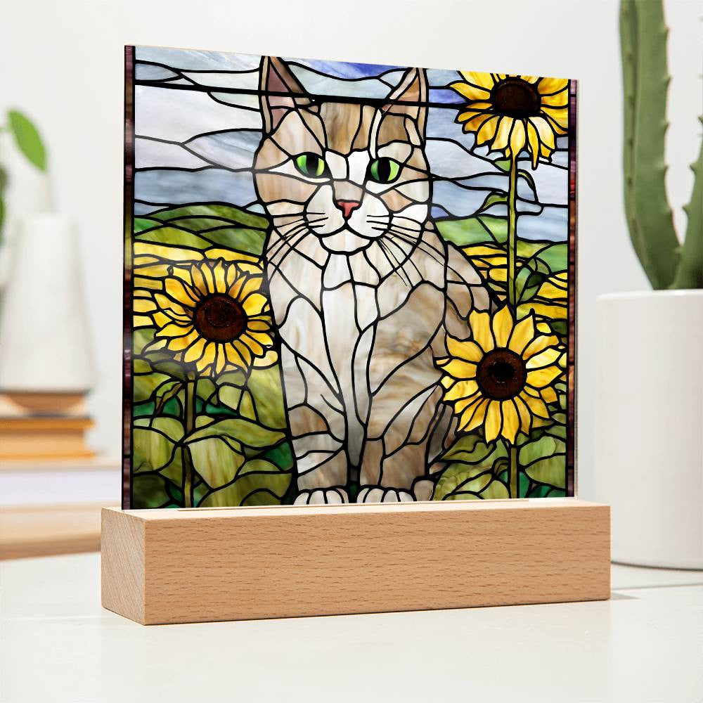 Cat Acrylic Sunflower Plaque - Perfect Gift for Cat Lovers and Home Decor-[Heartfelt Family Gift]