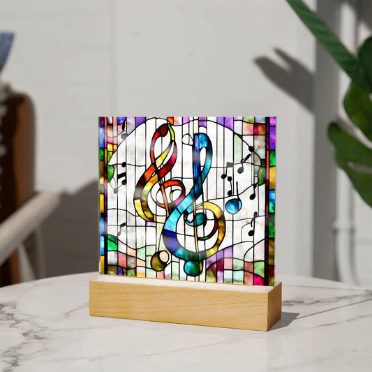 Music Notes Acrylic Sign  LED Plaque - Gift for Music Lovers Musicians and Piano Teachers  Wall Decor for Music Room - Music Key Sign-[Heartfelt Family Gift]