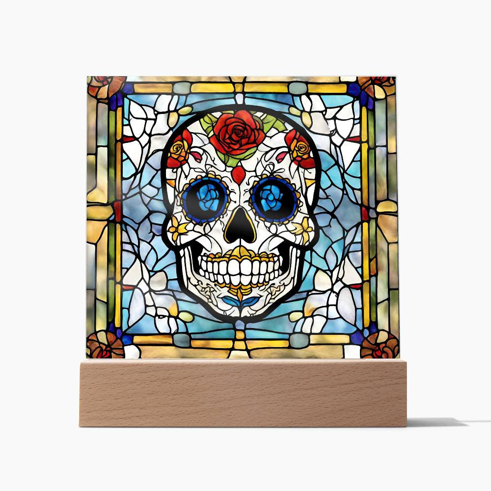 Sugar Skull Led Lighted Acrylic Plaque Halloween Decoration-[Heartfelt Family Gift]