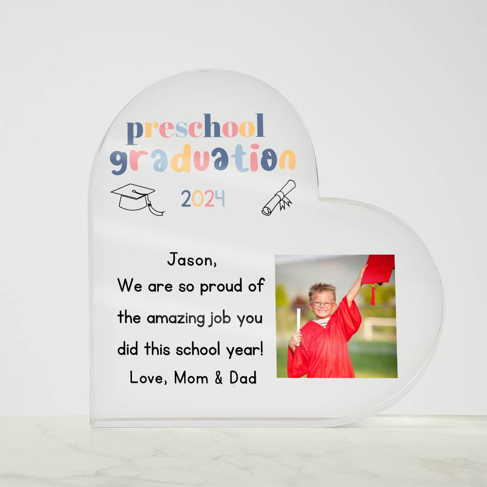 Personalized Preschool Graduation Heart Plaque Gift-[Heartfelt Family Gift]
