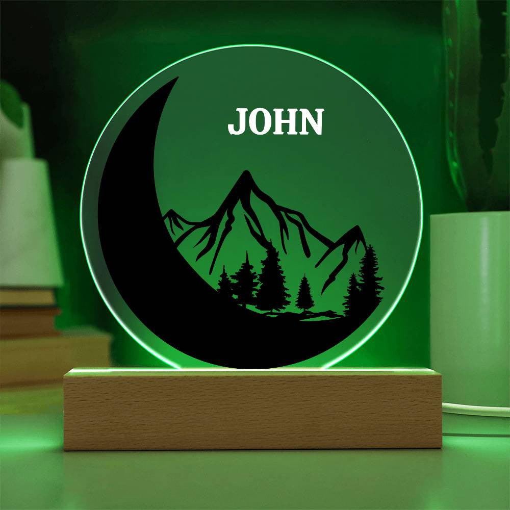 Black Moon and Mountains Custom Name Night light-[Heartfelt Family Gift]