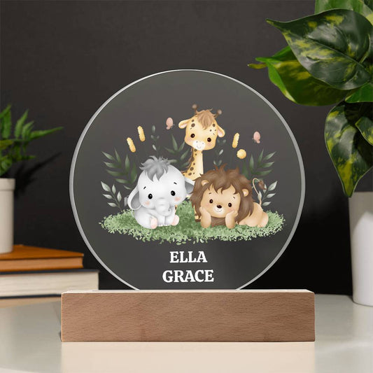 Jungle Animal Night Light with 2 Lines of Custom Text-[Heartfelt Family Gift]