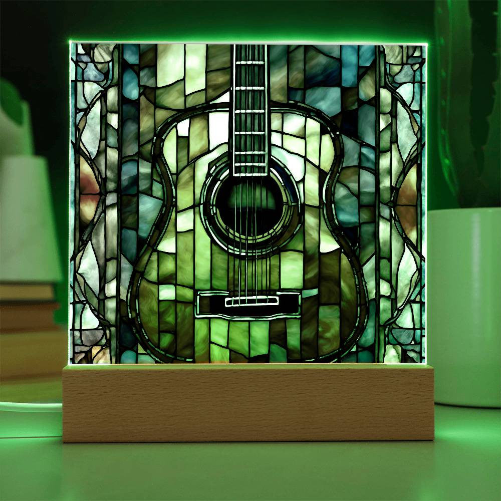 Acrylic Guitar Stained Glass Acrylic Plaque, Guitar Nightlight, Guitar Lover Gift, Guitar Player Gift, Guitar Picture Plaque-[Heartfelt Family Gift]
