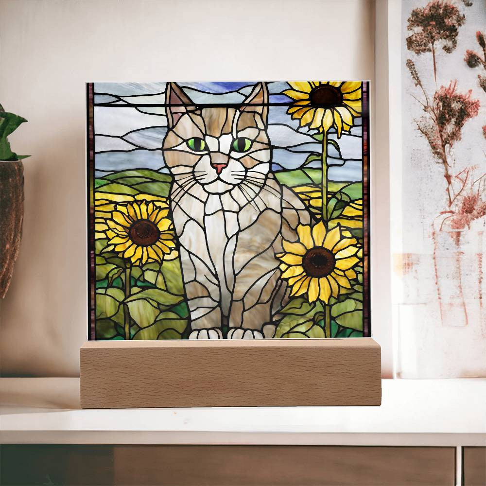 Cat Acrylic Sunflower Plaque - Perfect Gift for Cat Lovers and Home Decor-[Heartfelt Family Gift]