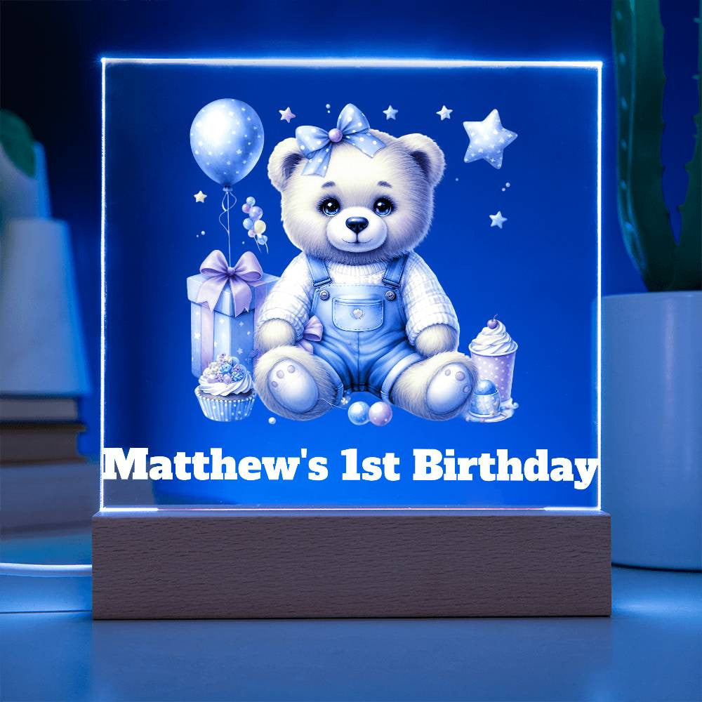 Teddy Bear Lighted Birthday Sign or Nightlight-[Heartfelt Family Gift]