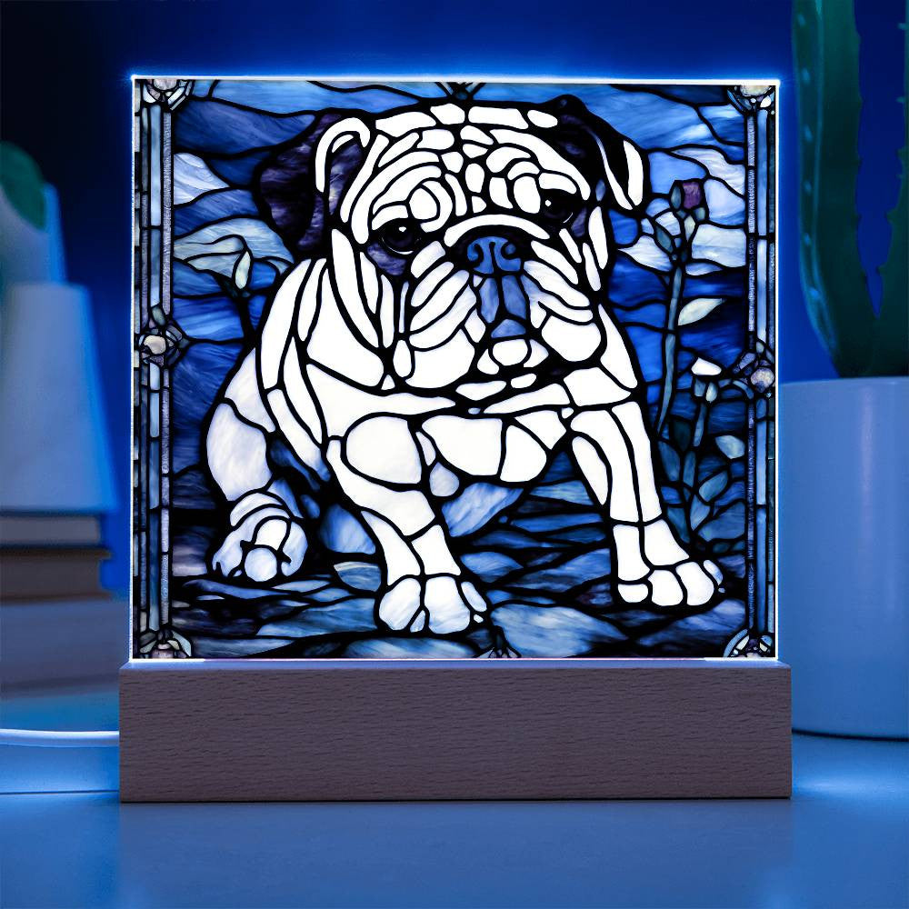 Bulldog Acrylic Bedside Lamp, English Bulldog Acrylic Plaque, Frenchie Home Decor,  Gift for French English Bulldog owner, Dog lover gift, Faux Stained Glass, Frenchie Picture-[Heartfelt Family Gift]