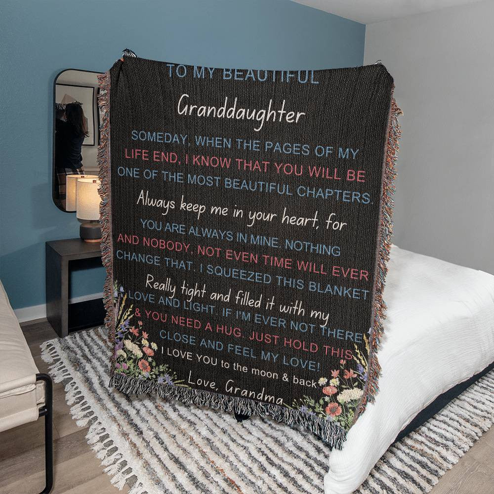 Granddaughter Heirloom Woven Blanket Gift from Grandma-[Heartfelt Family Gift]