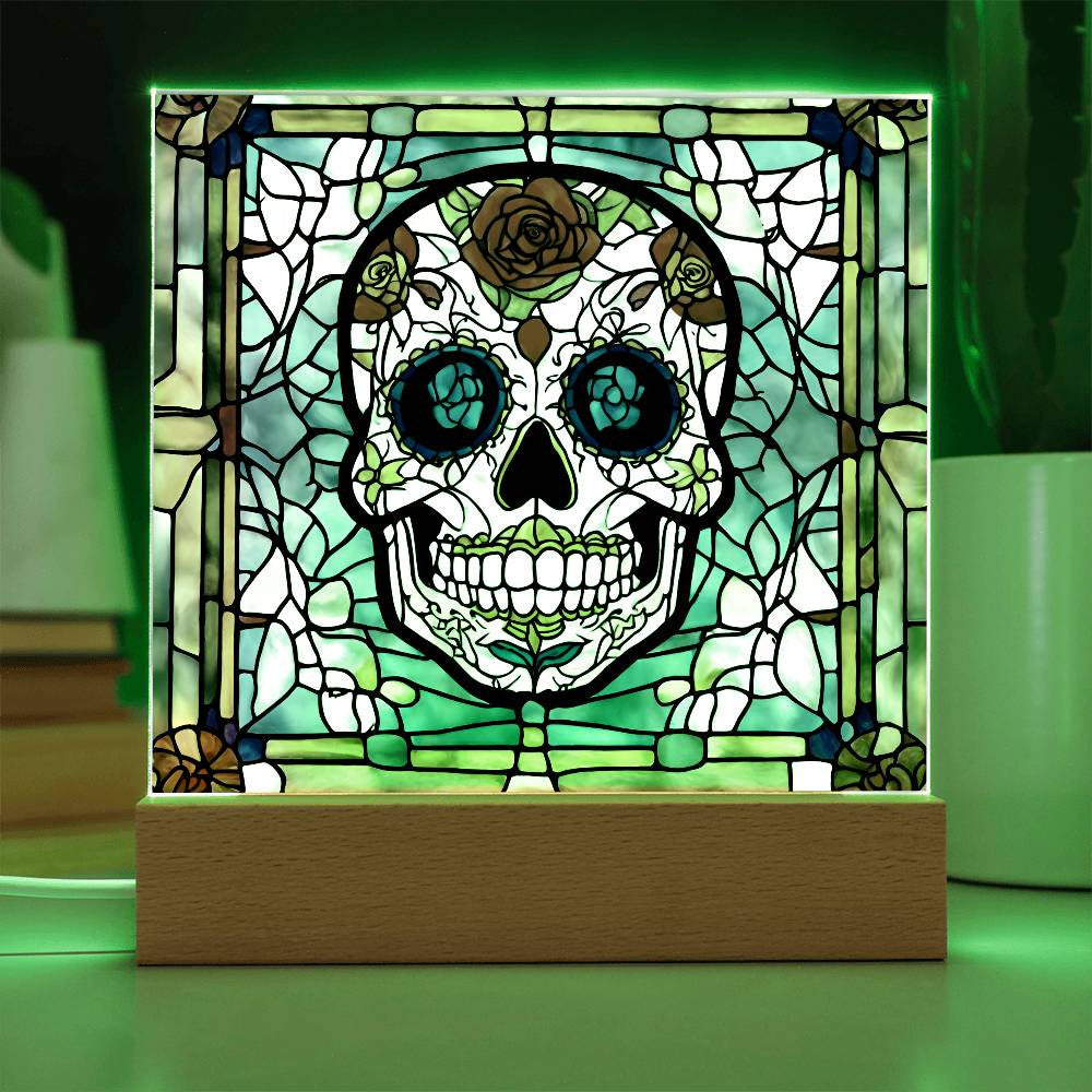 Sugar Skull Led Lighted Acrylic Plaque Halloween Decoration-[Heartfelt Family Gift]