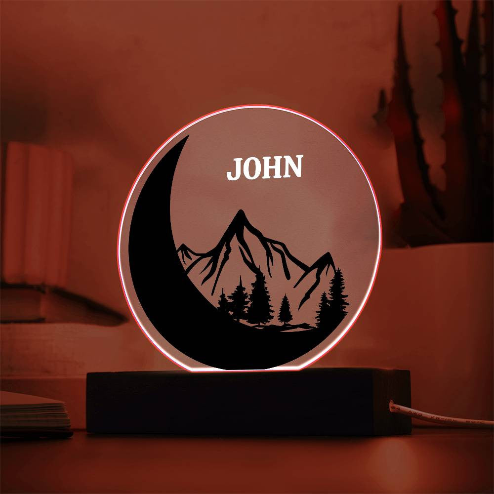 Black Moon and Mountains Custom Name Night light-[Heartfelt Family Gift]
