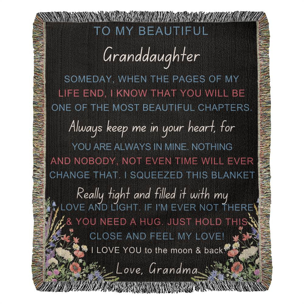 Granddaughter Heirloom Woven Blanket Gift from Grandma-[Heartfelt Family Gift]
