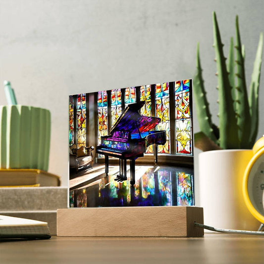 Simulated Stained Glass Piano, Led Light Piano Art, Piano Player Gift, Musician Gift, Christmas Gift for Her,  Piano Picture-[Heartfelt Family Gift]